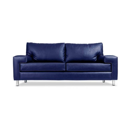 Two Seater Navy Blue Faux Leather Sofa