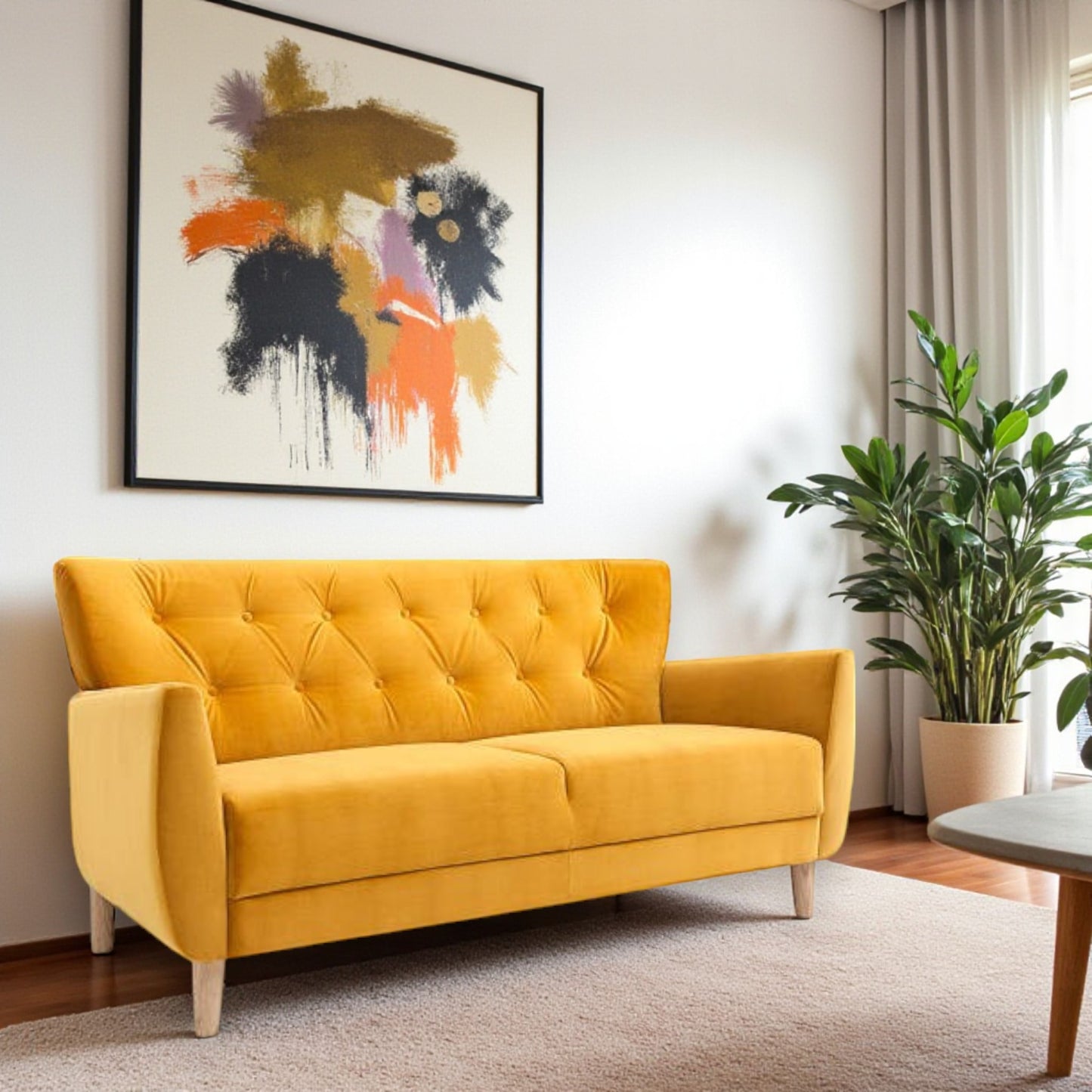 Two Seater Mustered Yellow Sofa