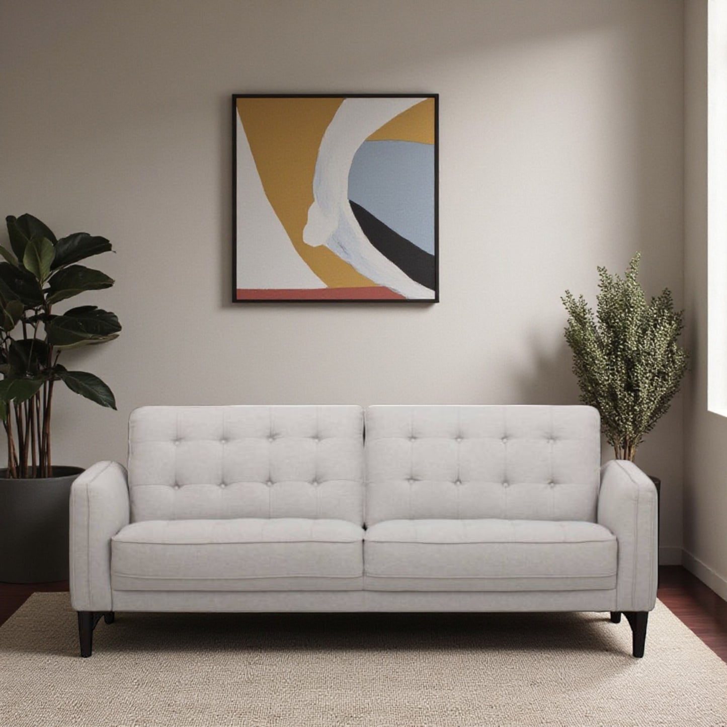 Two Seater Neutral Grey Sofa