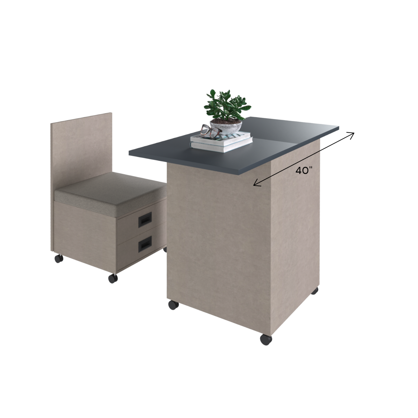 Slide and Fold Desk Beige