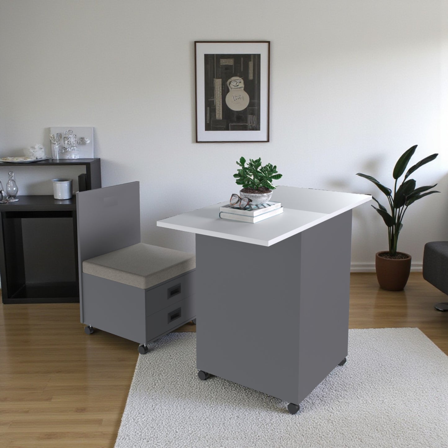 Slide and Fold Desk Grey