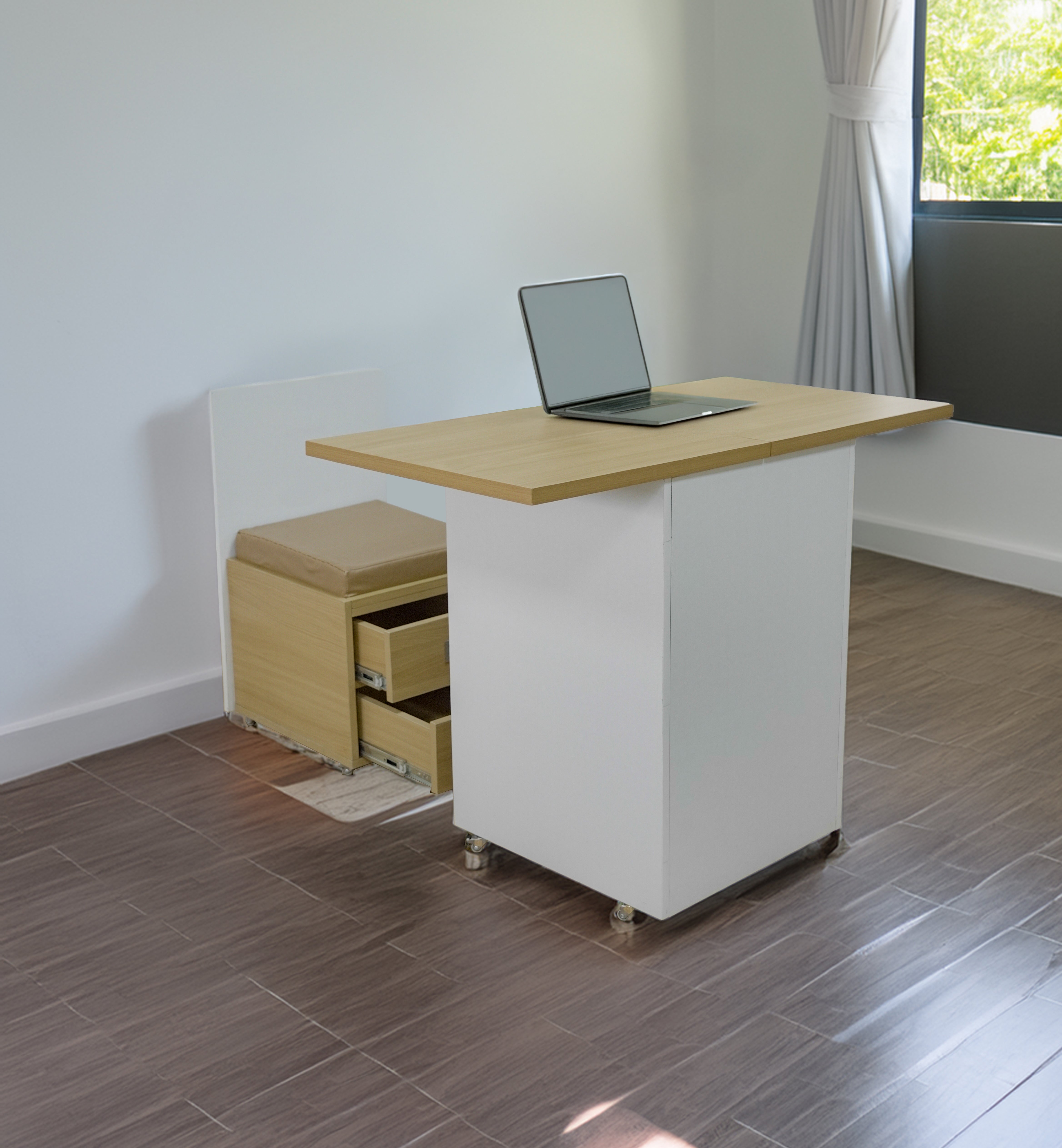 Slide and Fold Desk White Sleek Space Saver | TrendHaus Furniture ...